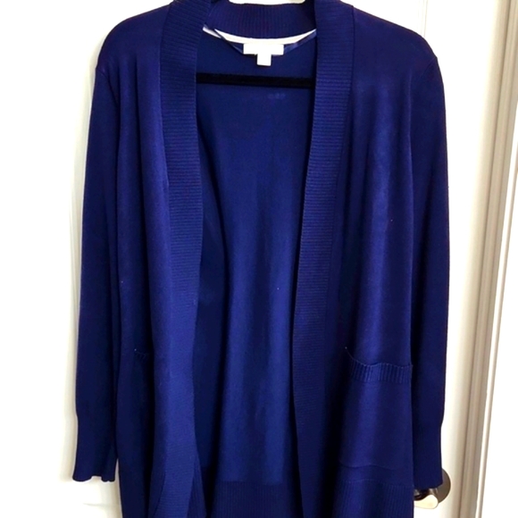 NY & Co. Navy cardigan with lace up back Size: M - Picture 3 of 7